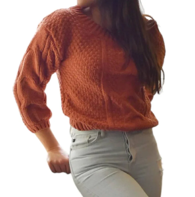 Devyn Sweater In Rust Hooded Caped Shawl Collar