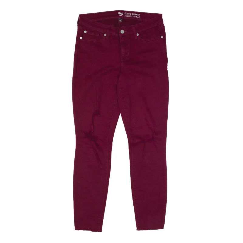 GAP Distressed Legging Jeans Maroon Denim Slim Skinny Womens W28 L28 Fashionable Vintage Wash Jeans GAP Distressed Legging Jeans Maroon Denim Slim Skinny Womens W28 L28 Fashionable Vintage Wash Jeans