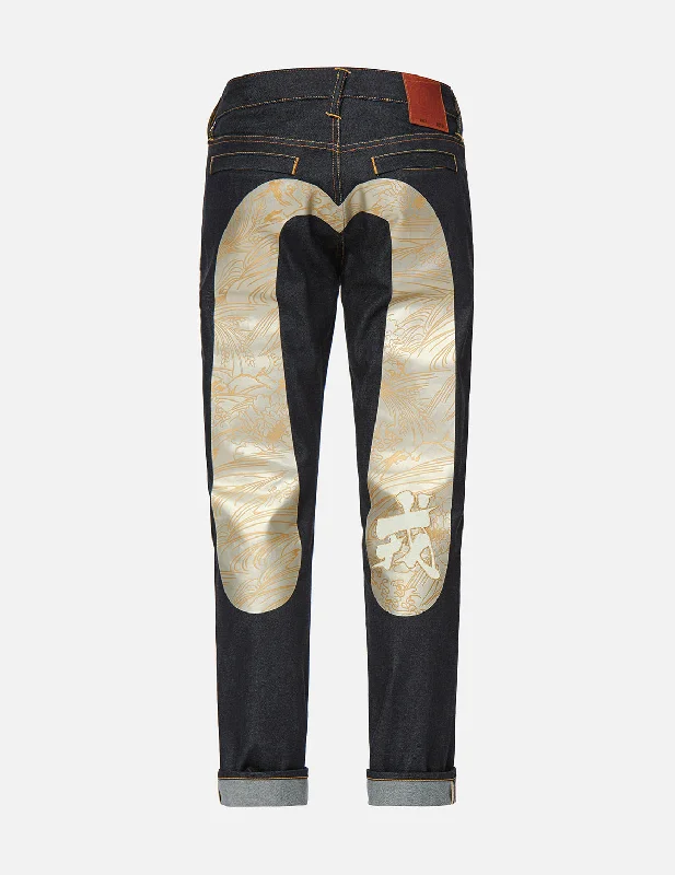 Grains-pattern Daicock Carrot Fit Jeans #2017 Elegant Dark-Wash Bootcut Jeans