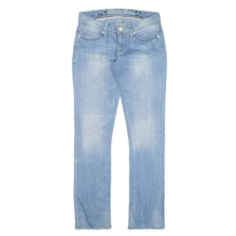 GUESS Jeans Blue Denim Regular Straight Womens W29 L30 Chic Ripped Jeans