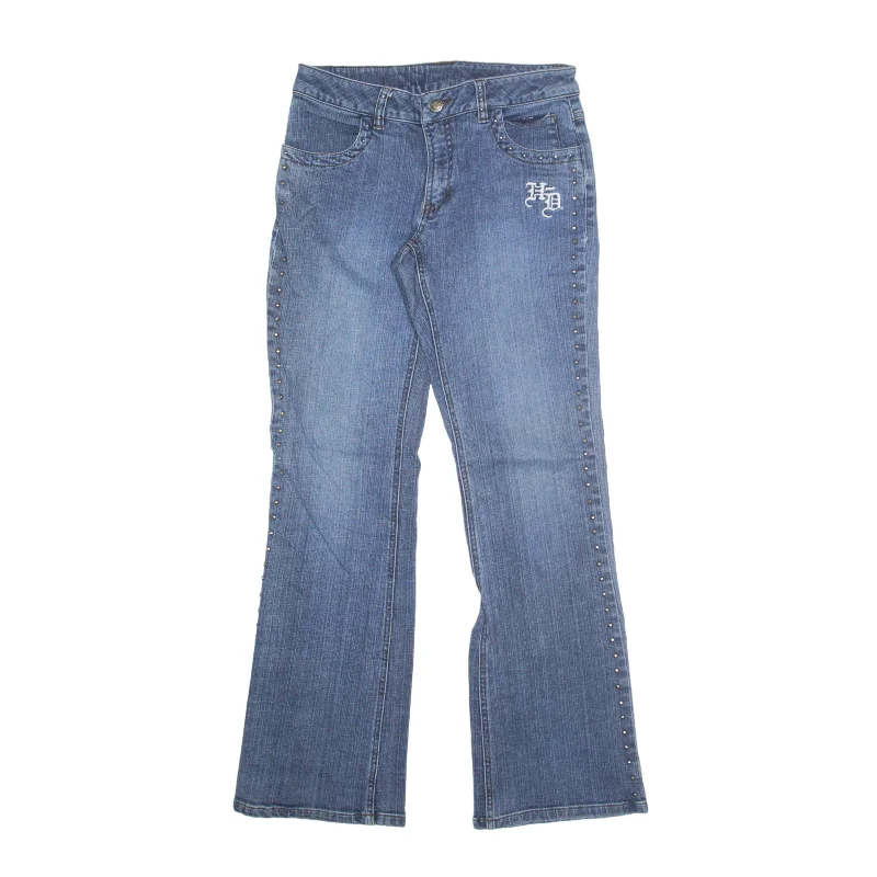 HARLEY DAVIDSON Embellished Jeans Blue Denim Regular Bootcut Womens W29 L29 Trendy Flared Leg Jeans HARLEY DAVIDSON Embellished Jeans Blue Denim Regular Bootcut Womens W29 L29 Trendy Flared Leg Jeans