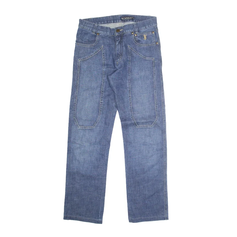 JECKERSON Jeans Blue Denim Regular Straight Womens W28 L28 Chic Cropped Jeans