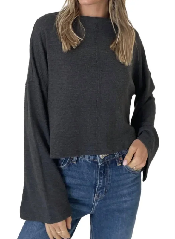 Kayla Sweater Top In Charcoal Casual Formal Business