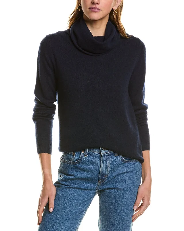 Kier + J Turtleneck Cashmere Sweater Silk Blend Satin Velvet