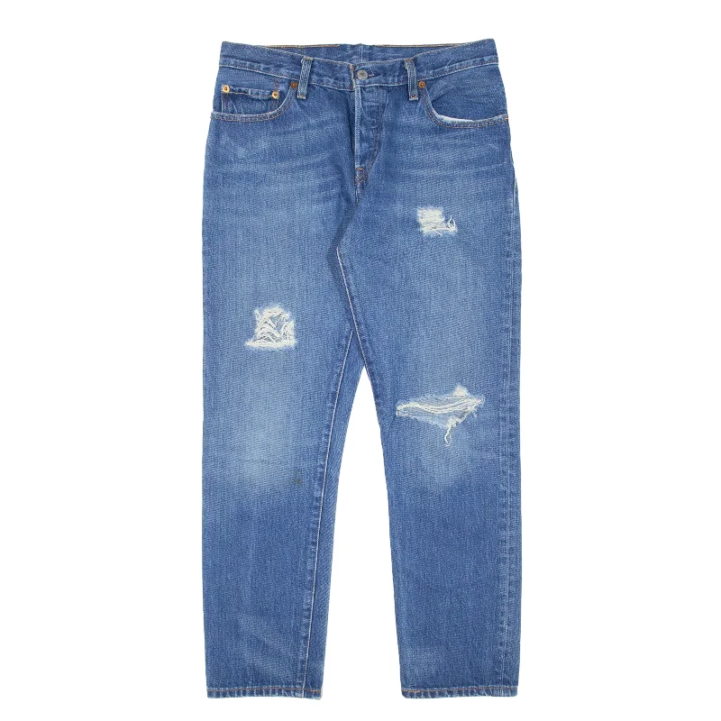LEVI'S 501CT Jeans Distressed Blue Denim Regular Tapered Womens W28 L27 Cozy Wide-Legged Jeans LEVI'S 501CT Jeans Distressed Blue Denim Regular Tapered Womens W28 L27 Cozy Wide-Legged Jeans
