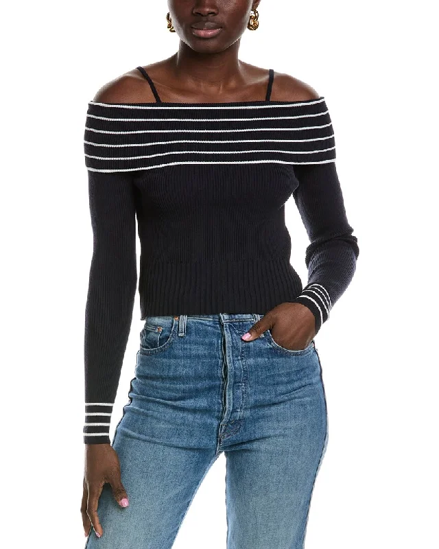 Lyra & Co Off-the-Shoulder Sweater Nylon Fabric Polyester Fabric Spandex Fabric