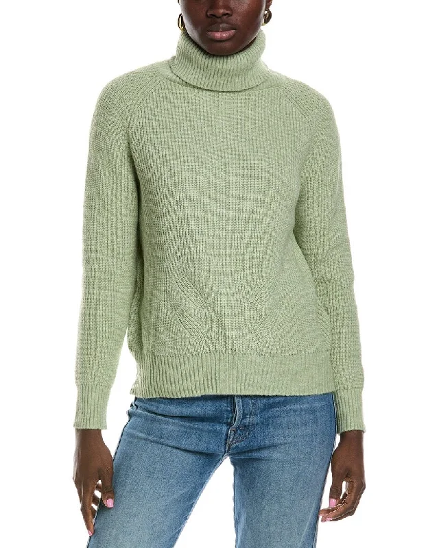 Lyra & Co Wool-Blend Turtleneck Sweater Solid Color Striped Floral Print
