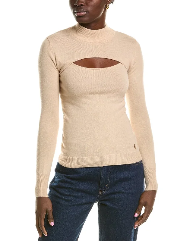 Milly Cutout Wool & Cashmere-Blend Turtleneck Sweater Satin Fabric Silk Fabric Chiffon Fabric