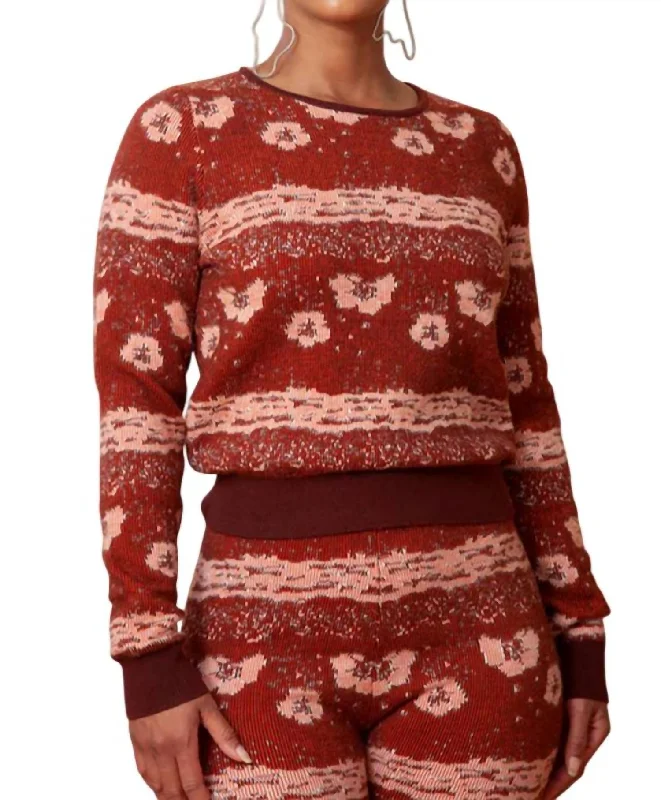 Morph Sweater In Rust Multi Terry Blend Velvet Blend Canvas Blend