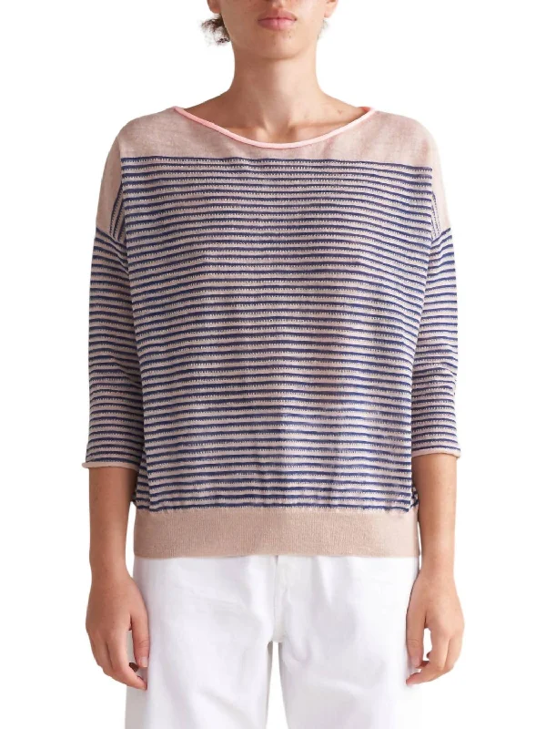 Neep Sweater In Blue Multi Graphic Sweater Embroidered Appliqued