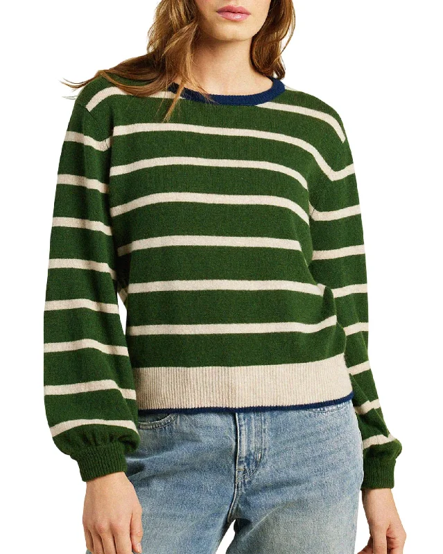 Ryann Sweater In Green Stripe Layered Multi-layer Single Layer