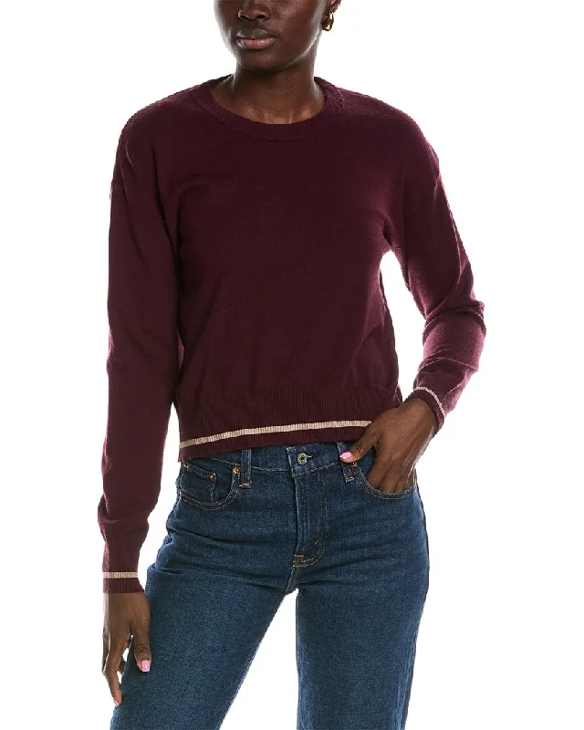 Splendid Syd Lurex Stripe Crew Sweater Stretchy Elastic Breathable