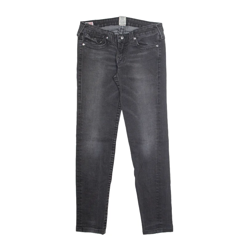 TRUE RELIGION Made In USA Julie Jeans Black Denim Slim Skinny Womens W30 L30 Fashionable Straight Fit Denim
