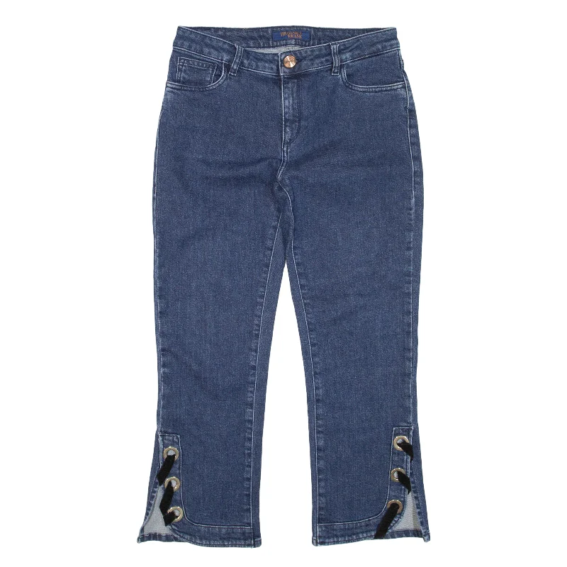 TRUSSARDI Jeans Blue Denim Regular Bootcut Womens W27 L24 Chic Ripped Jeans