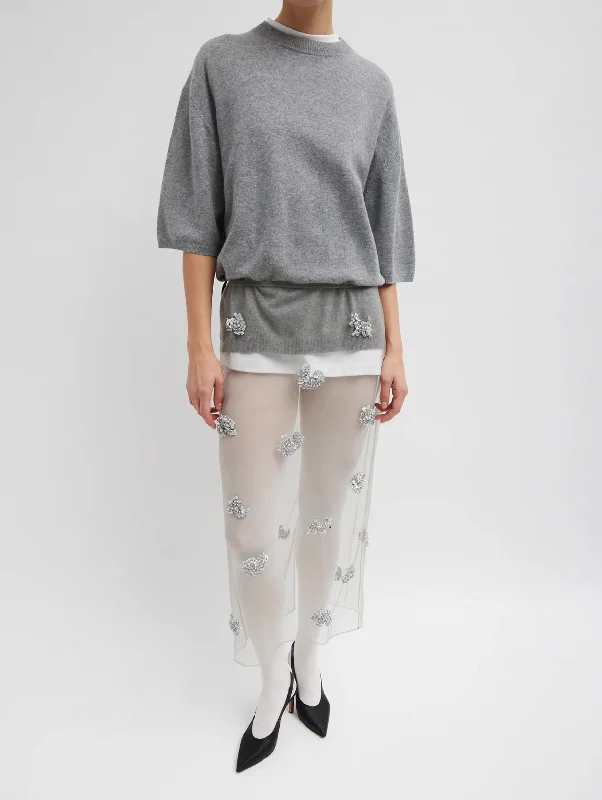 Artemis Slip Skirt in Silver velvet skirt rich