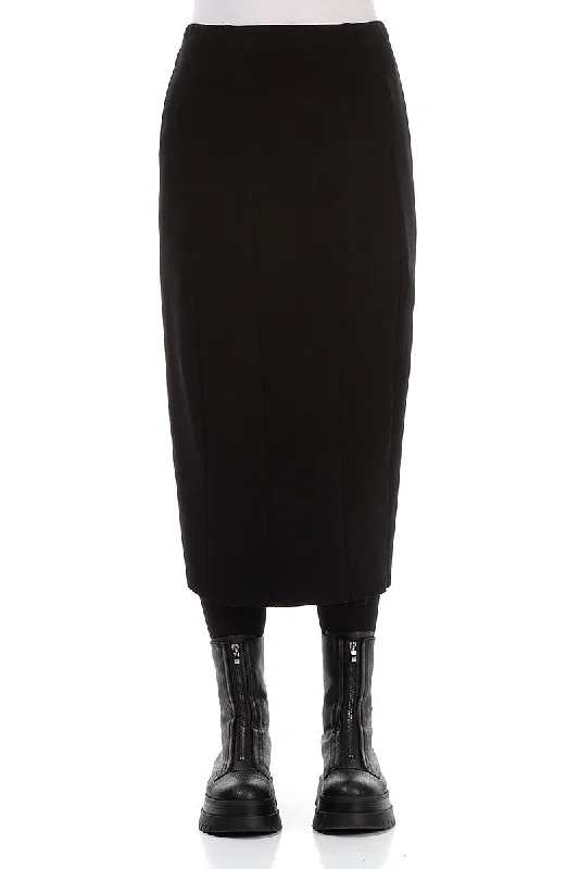 Black Cotton Pencil Skirt seamless skirt comfort
