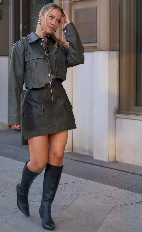 Cargo Washed Skirt asymmetrical skirt cut