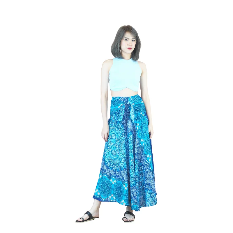 Daffodils Mandala Women's Bohemian Skirt in Bright Navy SK0033 020265 05 spandex blend skirt