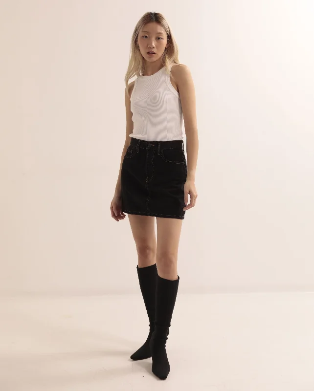 DENIM MINI SKIRT / BLACK linen skirt airy