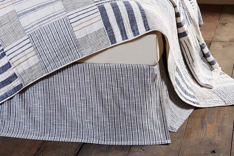 Finn King Bed Skirt 100% Cotton Faded, Denim Blue Stripes denim skirt classic