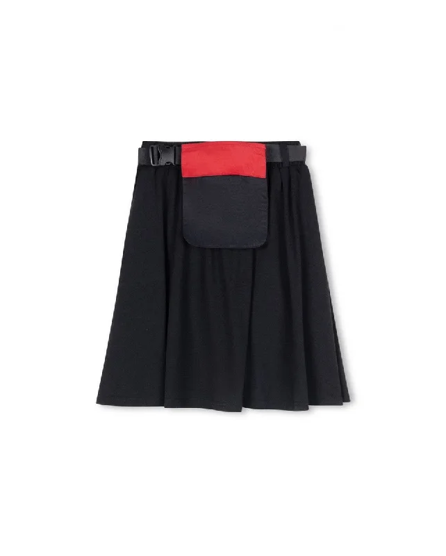 Hello Yellow Black Modal Belt Bag Skirt spandex blend skirt