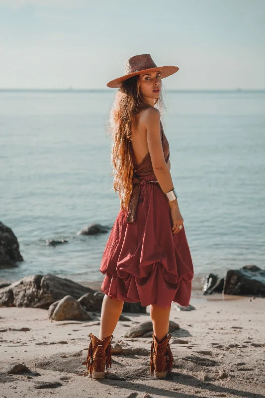 Maxi Skirt Aurora Rust wool skirt thick