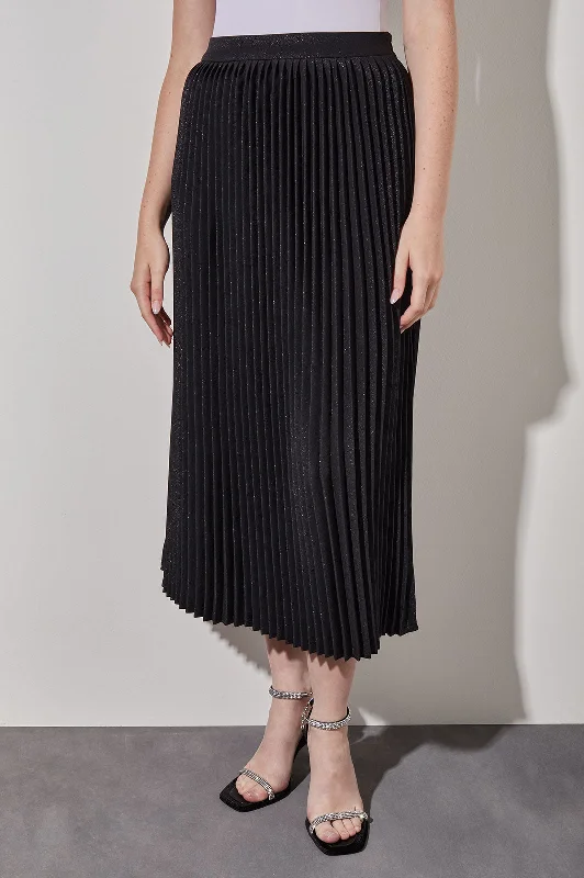 Midi Pleated Skirt - Pull-On Shimmer Woven boho skirt vibe