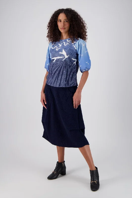 Milwaukee Foundry Skirt Indigo Blue in Textured Cotton leather skirt durable