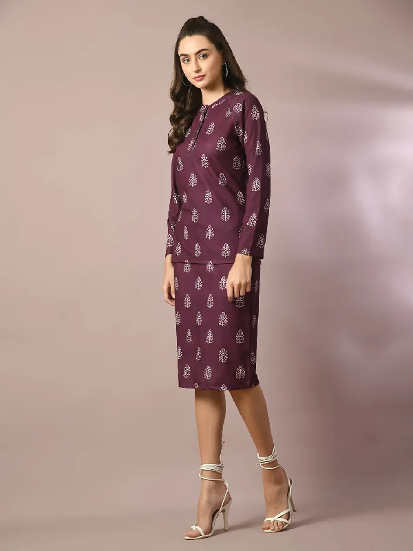 Myshka Women's Violet Printed Knee Length Party Embellished Skirts lace skirt feminine