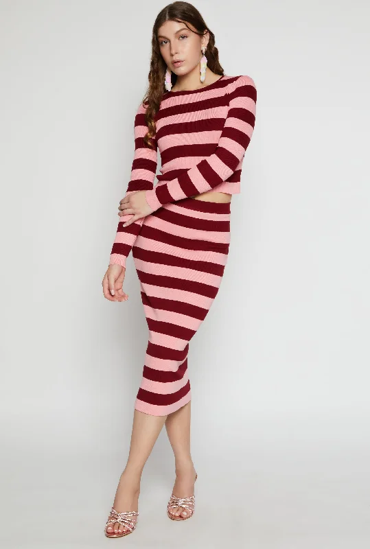 Striped High Waisted Pencil Skirt lightweight skirt design
