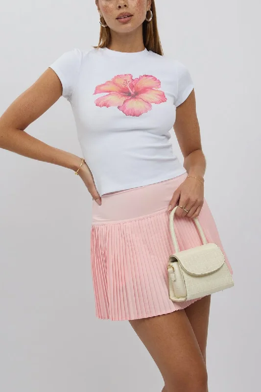 Pink Tennis Skort Skirt Stretch Waist Mini Pleated Lined cashmere skirt plush