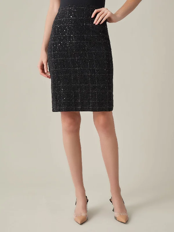 Plus Pull-On Pencil Skirt, Plaid Sparkle Detail corduroy skirt textured