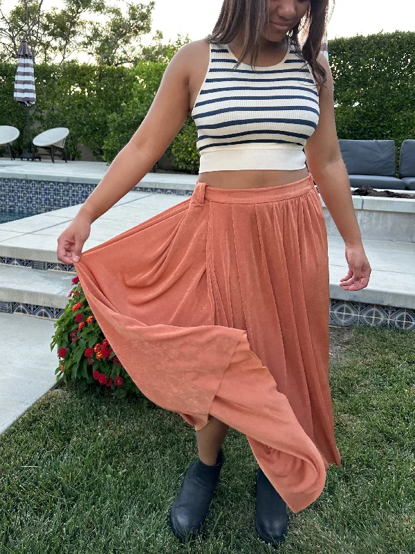 Sarah Tie  Maxi Skirt silk skirt lustrous