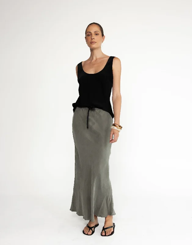 Tate Skirt (Moss) wool skirt sturdy