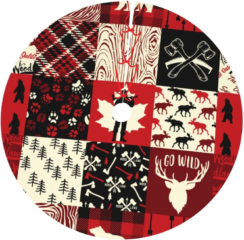 Christmas Firefighter Wild Bear Deer Buffalo Check Plaid