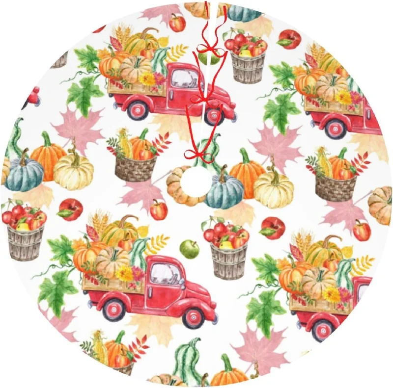 Fall Thanksgiving Autumn Vintage Red Truck Pumpkin Leaf