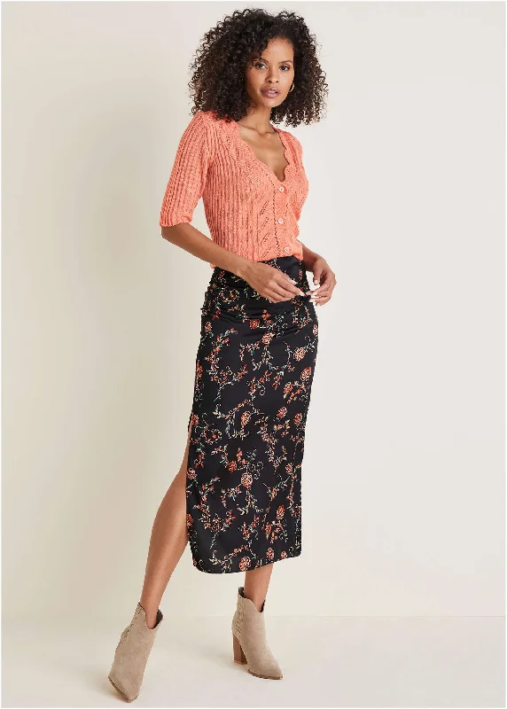 Midi Slip Skirt - Gothic Roses wool skirt breathable