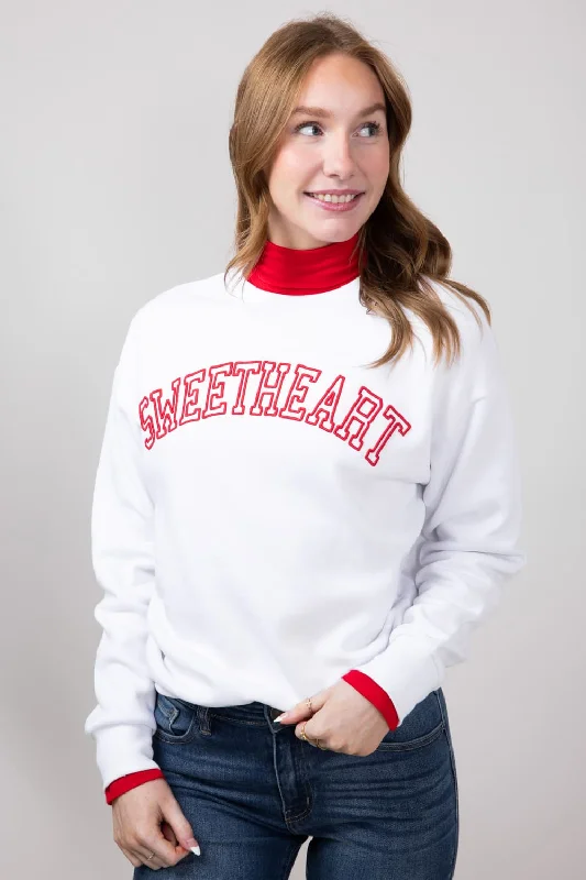 1897 Active Sweetheart Sweatshirt for Women in White | GT062-SWEETHEART-WHITE Hoodie with Hem Raw Edge Edgy Unfinished 1897 Active Sweetheart Sweatshirt for Women in White | GT062-SWEETHEART-WHITE Hoodie with Hem Raw Edge Edgy Unfinished