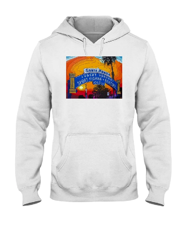 Santa Monica Pier Sign - Hoodie Hoodie with Strings Custom Fit Adjustable