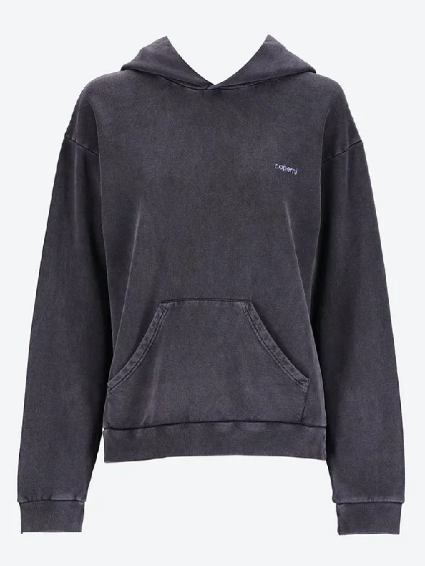Washed horn hoodie Hoodie with Slit Hem Functional Movement