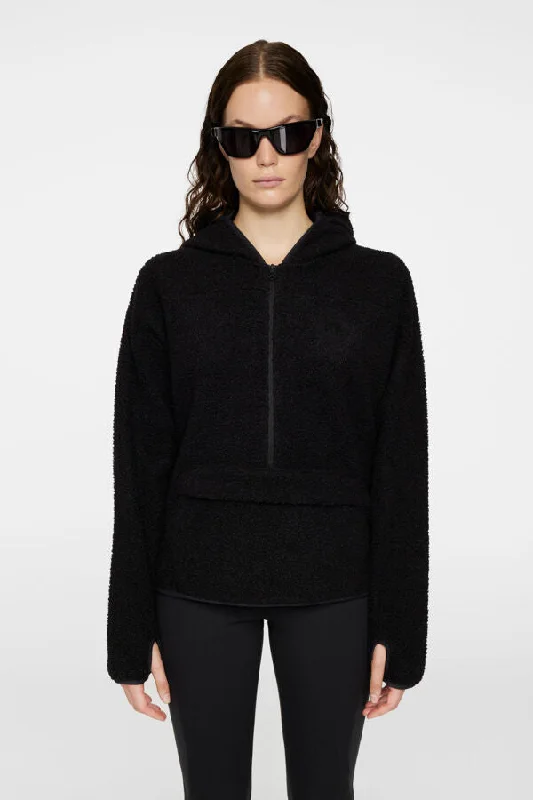 Delise Pile Hoodie Hoodie with Hem Embroidery Detailed Premium