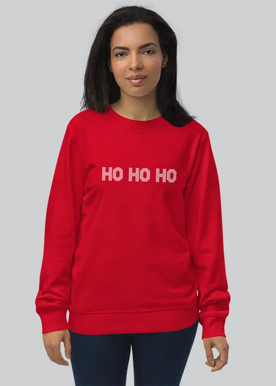 Ho Ho Ho Womens Crewneck Sweatshirt Hoodie with Metallic Shiny Futuristic