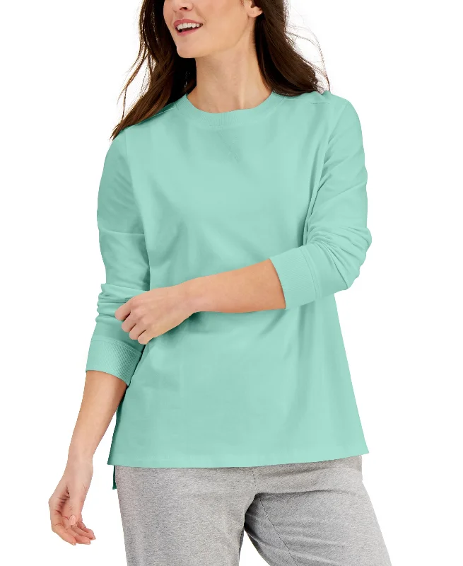 Karen Scott Cotton High-Low Sweatshirt Hoodie with Camouflage Military Edgy