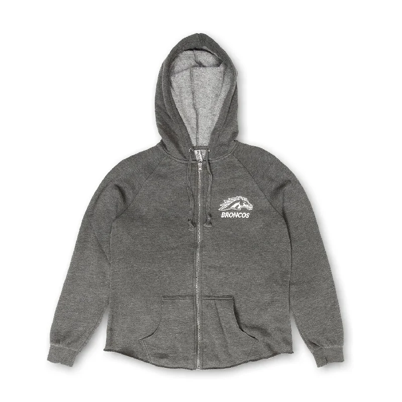 Ladies' Full Zip Broncos Hoodie Hoodie with Pattern Geometric Abstract