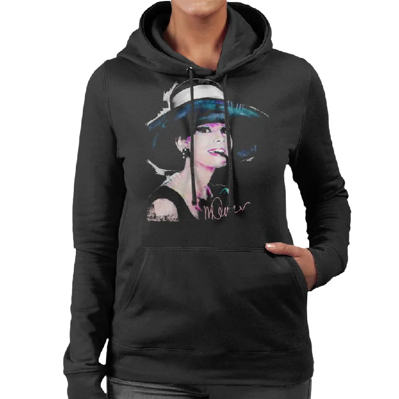 Sidney Maurer Original Portrait Of Audrey Hepburn Large Hat Women's Hooded Sweatshirt Hoodie with Batwing Sleeves Loose Dramatic Sidney Maurer Original Portrait Of Audrey Hepburn Large Hat Women's Hooded Sweatshirt Hoodie with Batwing Sleeves Loose Dramatic